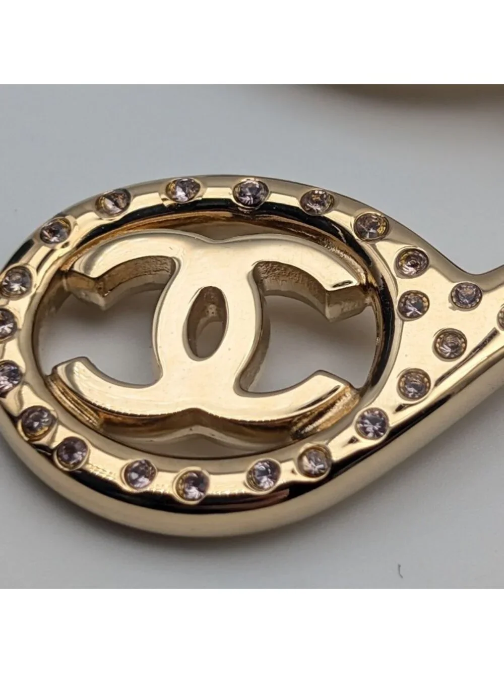 Chanel Brooch CC Logo Scissors Gold Rhinestone